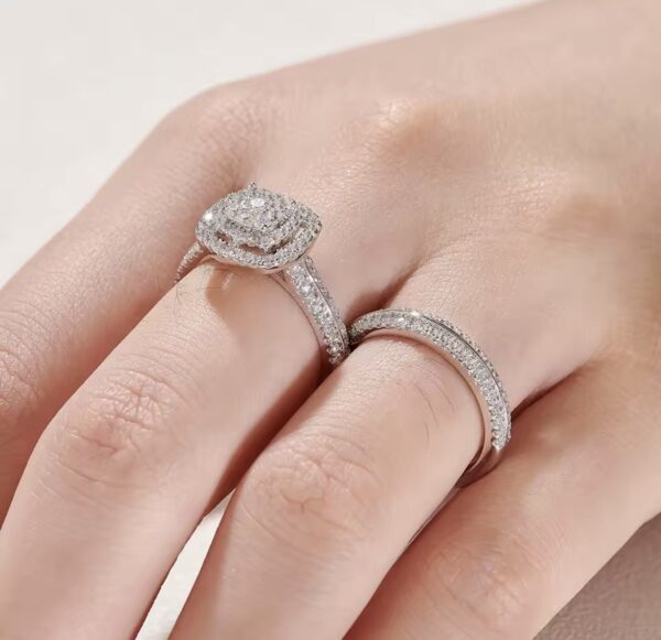 Solid 925 Sterling Silver Engagement Ring Bridal