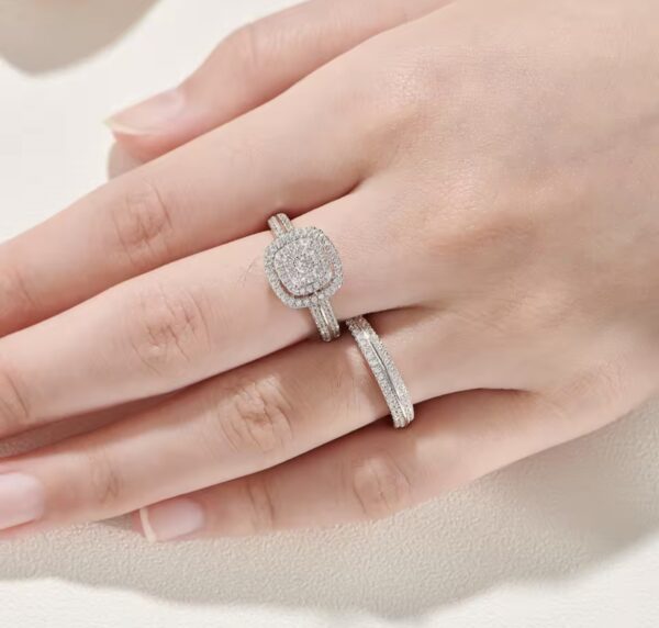 Solid 925 Sterling Silver Engagement Ring Bridal - Image 2