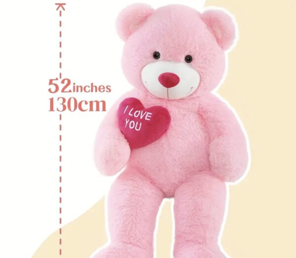 I Love You Red Heart Giant Pink Teddy Bear - Image 2
